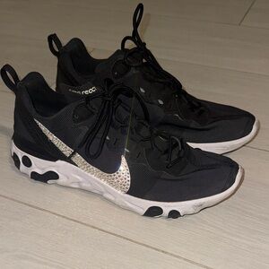 Nike react Black and White  rhinestone Athletic Shoes 9.5